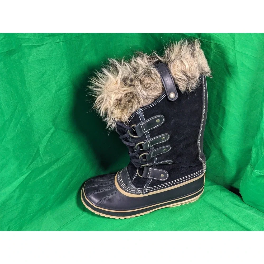Sorel Womens Joan Of Arctic Fur Waterproof Snow Black Boots NL1540-010 Size 7 - Picture 7 of 10